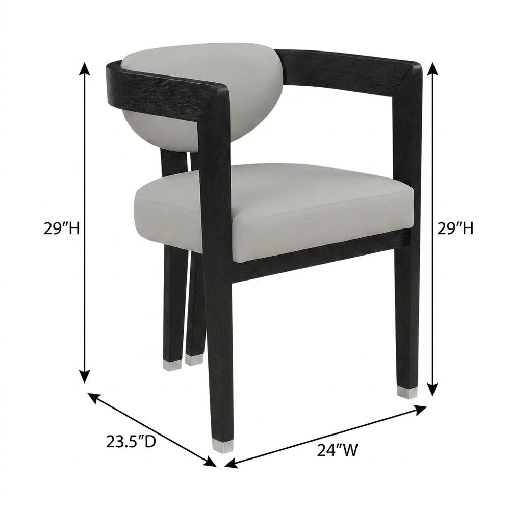 Vegan Leather Upholstered Dining Chair with Rubberwood Legs, Grey Vegan Leather. Picture 5