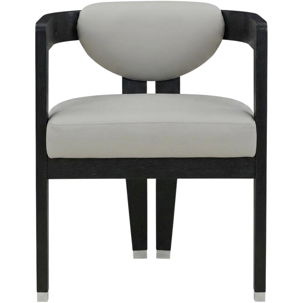 Vegan Leather Upholstered Dining Chair with Rubberwood Legs, Grey Vegan Leather. Picture 1