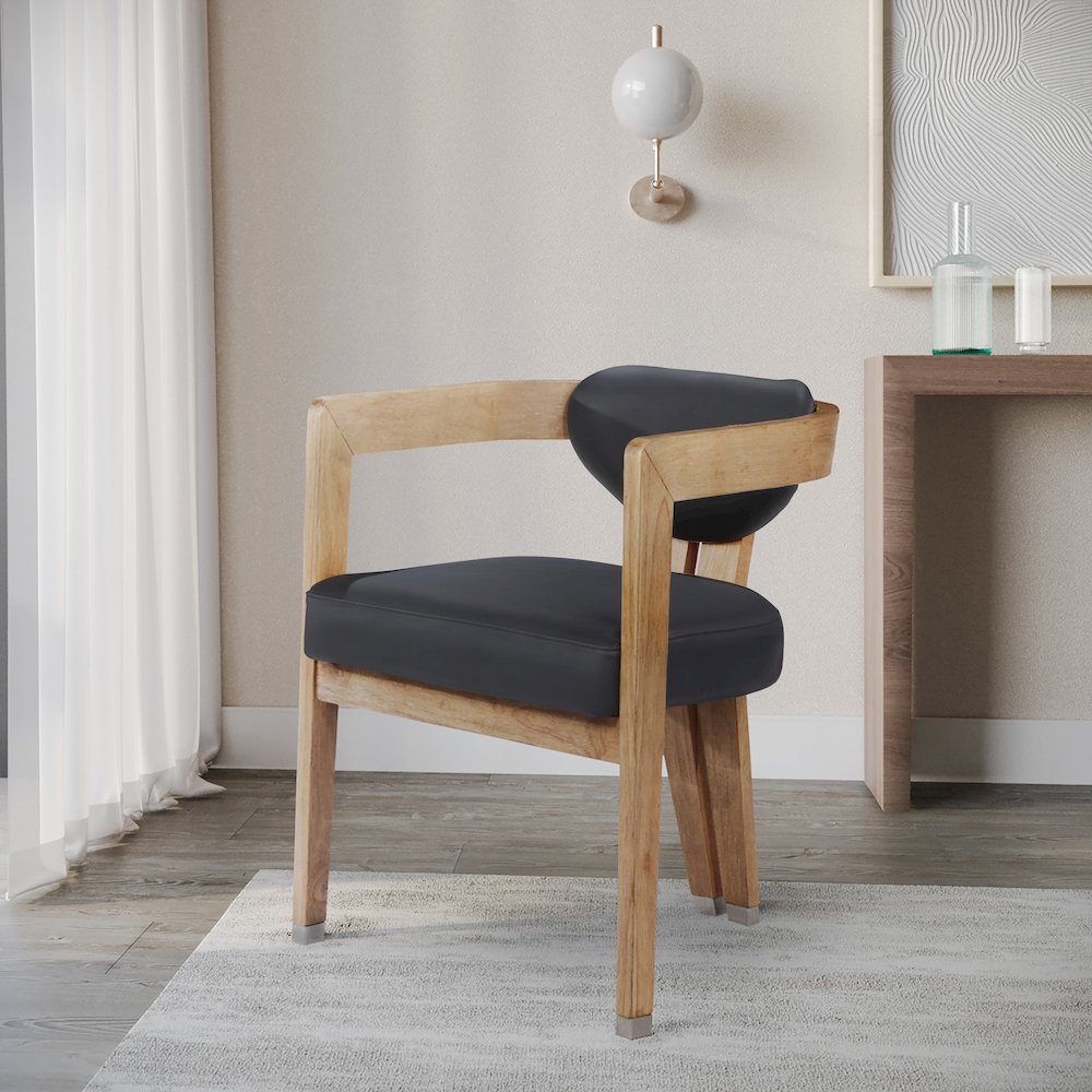 Carlyle Black Vegan Leather Dining Chair. Picture 2