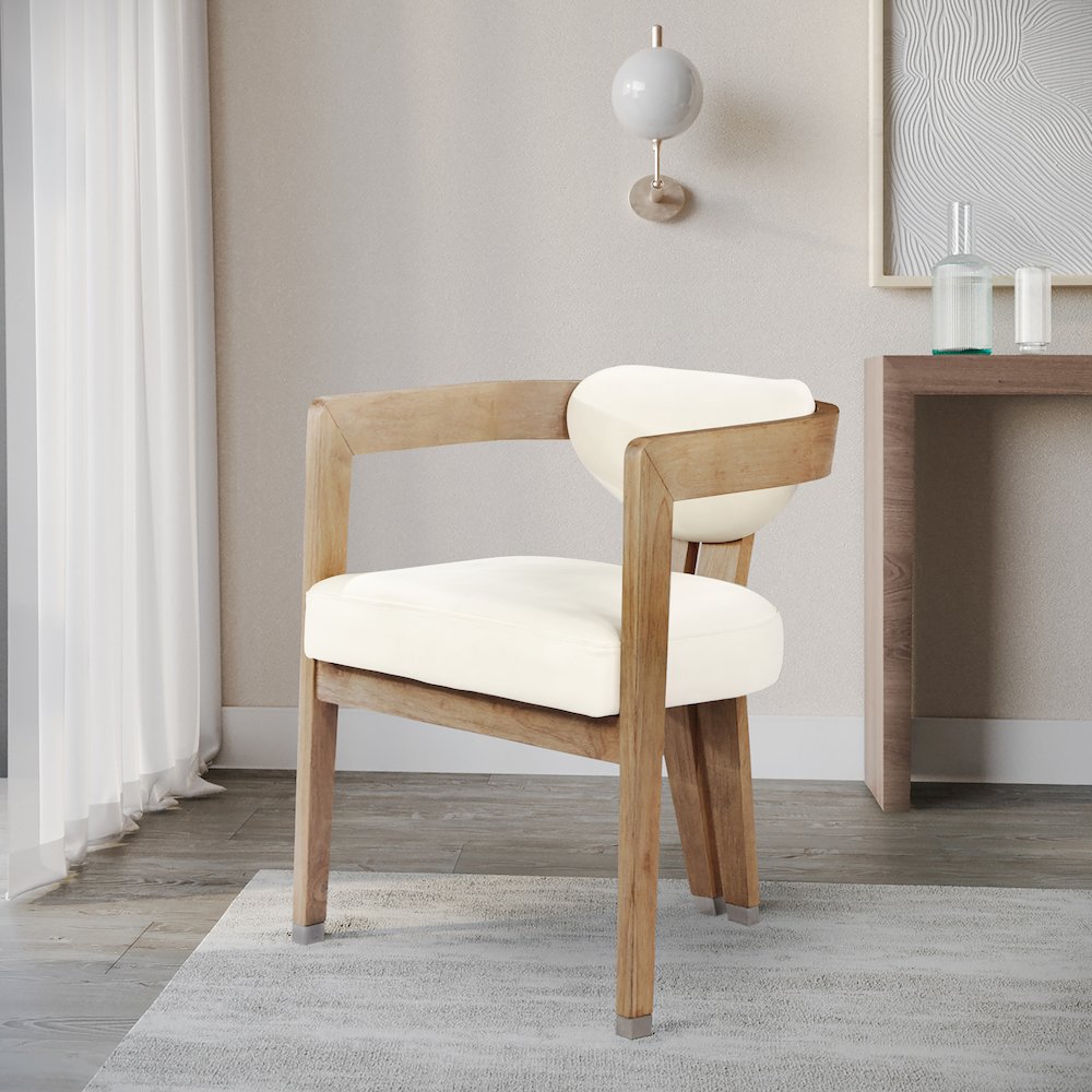 Carlyle Cream Vegan Leather Dining Chair. Picture 2