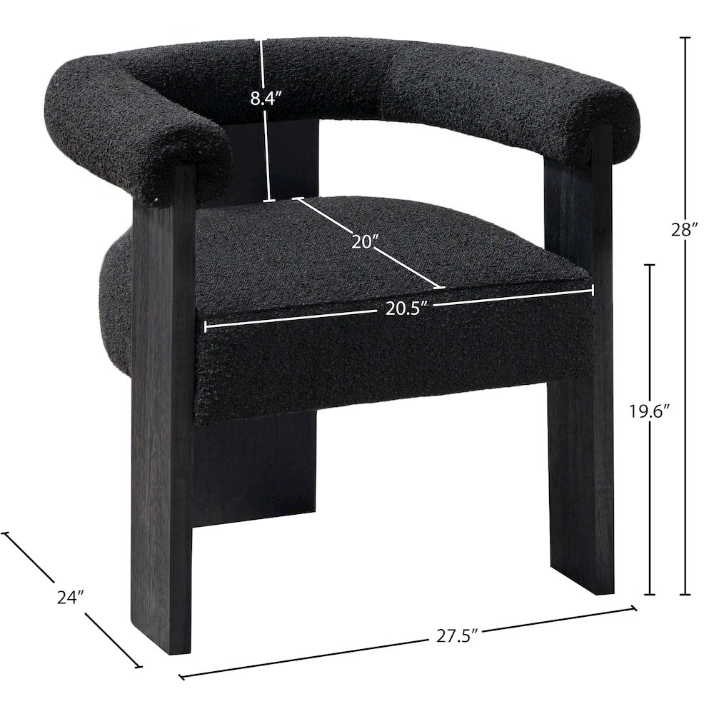 Barrel Black Boucle Fabric Dining Chair. Picture 7