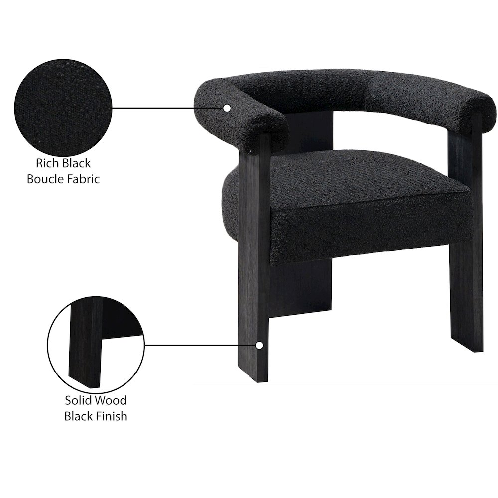 Barrel Black Boucle Fabric Dining Chair. Picture 8