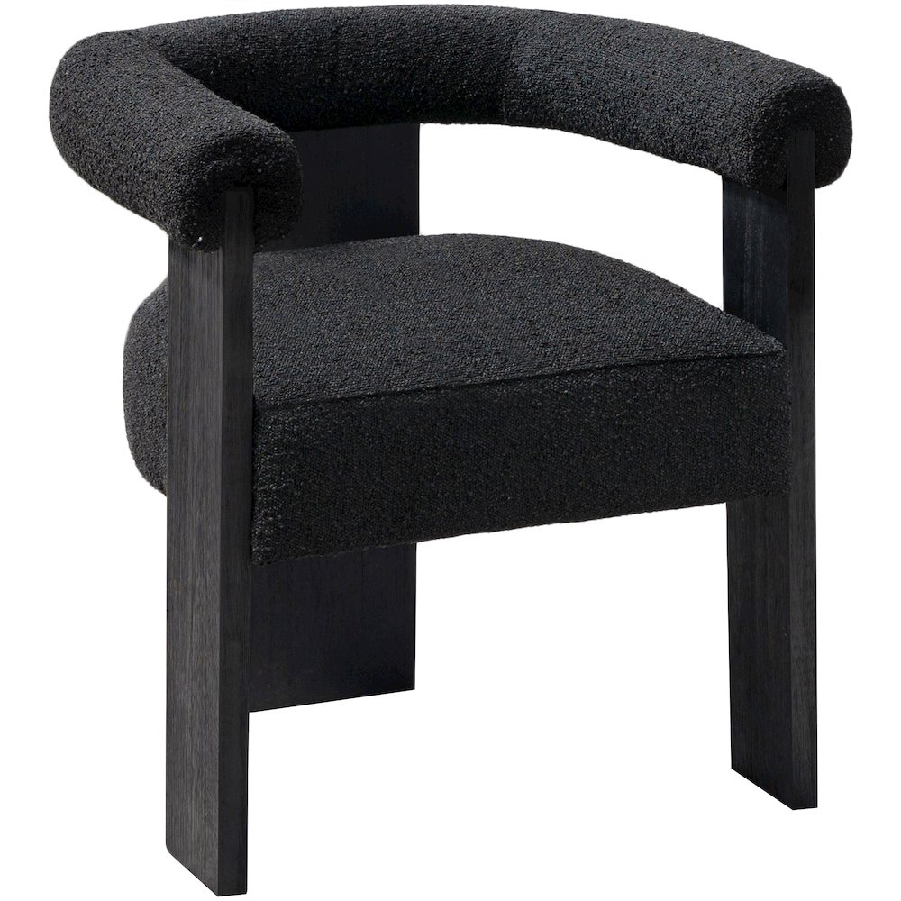 Barrel Black Boucle Fabric Dining Chair. Picture 1