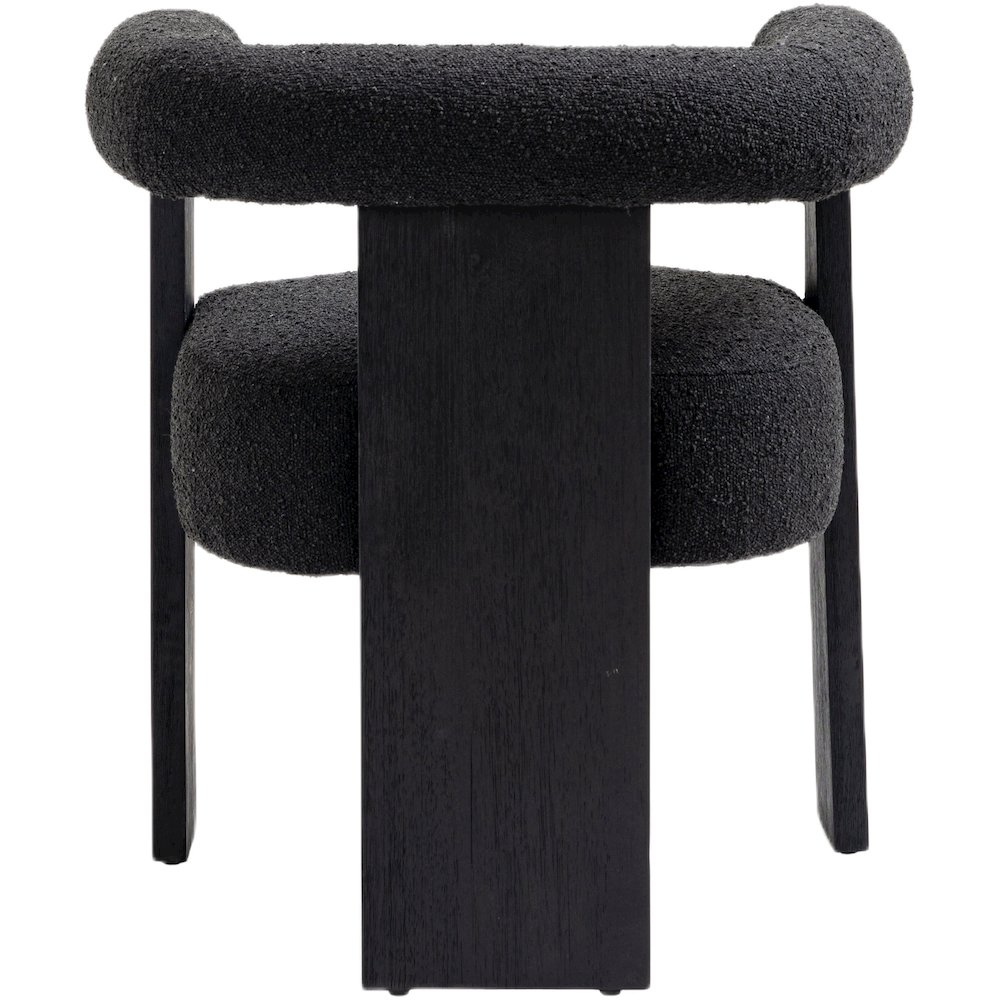 Barrel Black Boucle Fabric Dining Chair. Picture 2