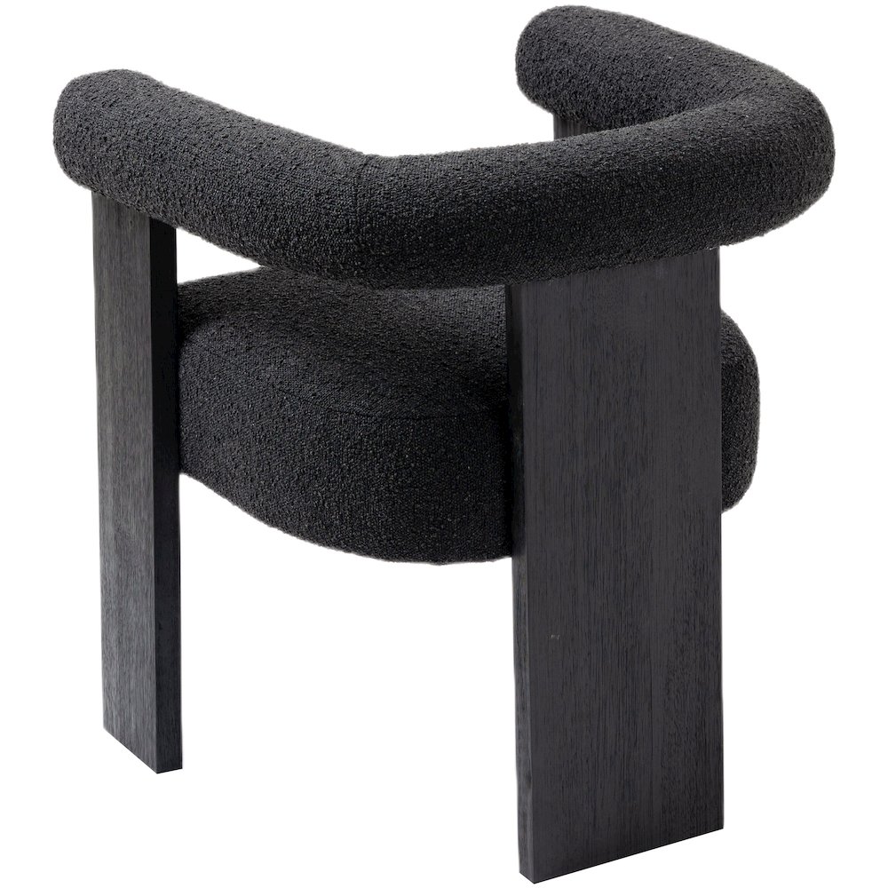 Barrel Black Boucle Fabric Dining Chair. Picture 3