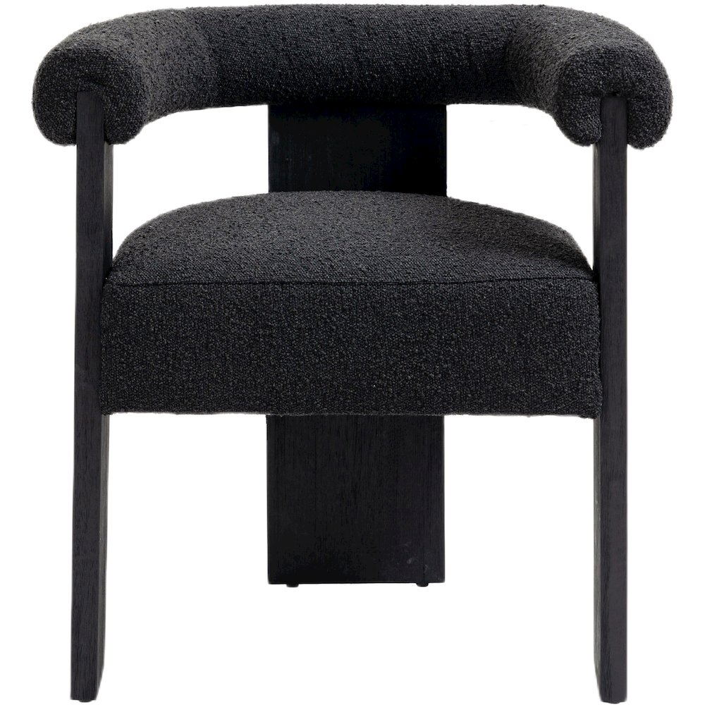 Barrel Black Boucle Fabric Dining Chair. Picture 4