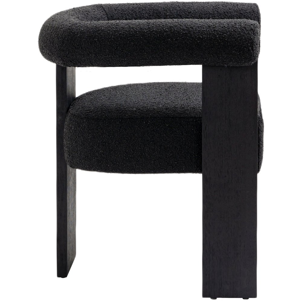 Barrel Black Boucle Fabric Dining Chair. Picture 5