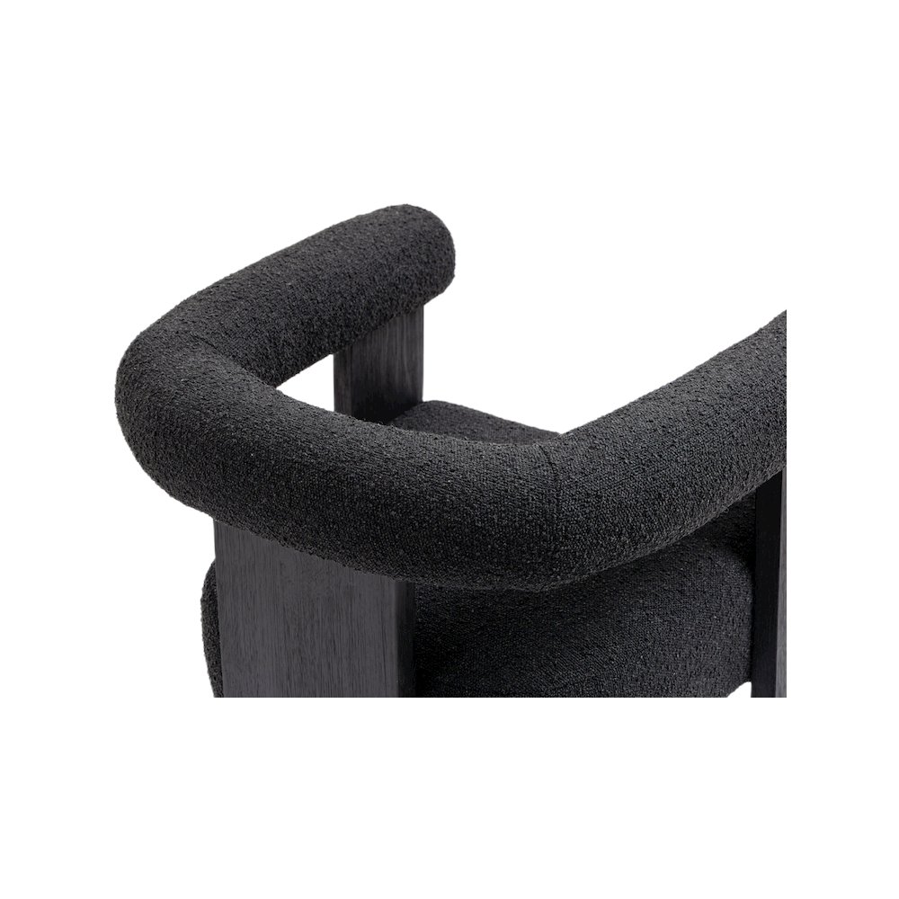 Barrel Black Boucle Fabric Dining Chair. Picture 6