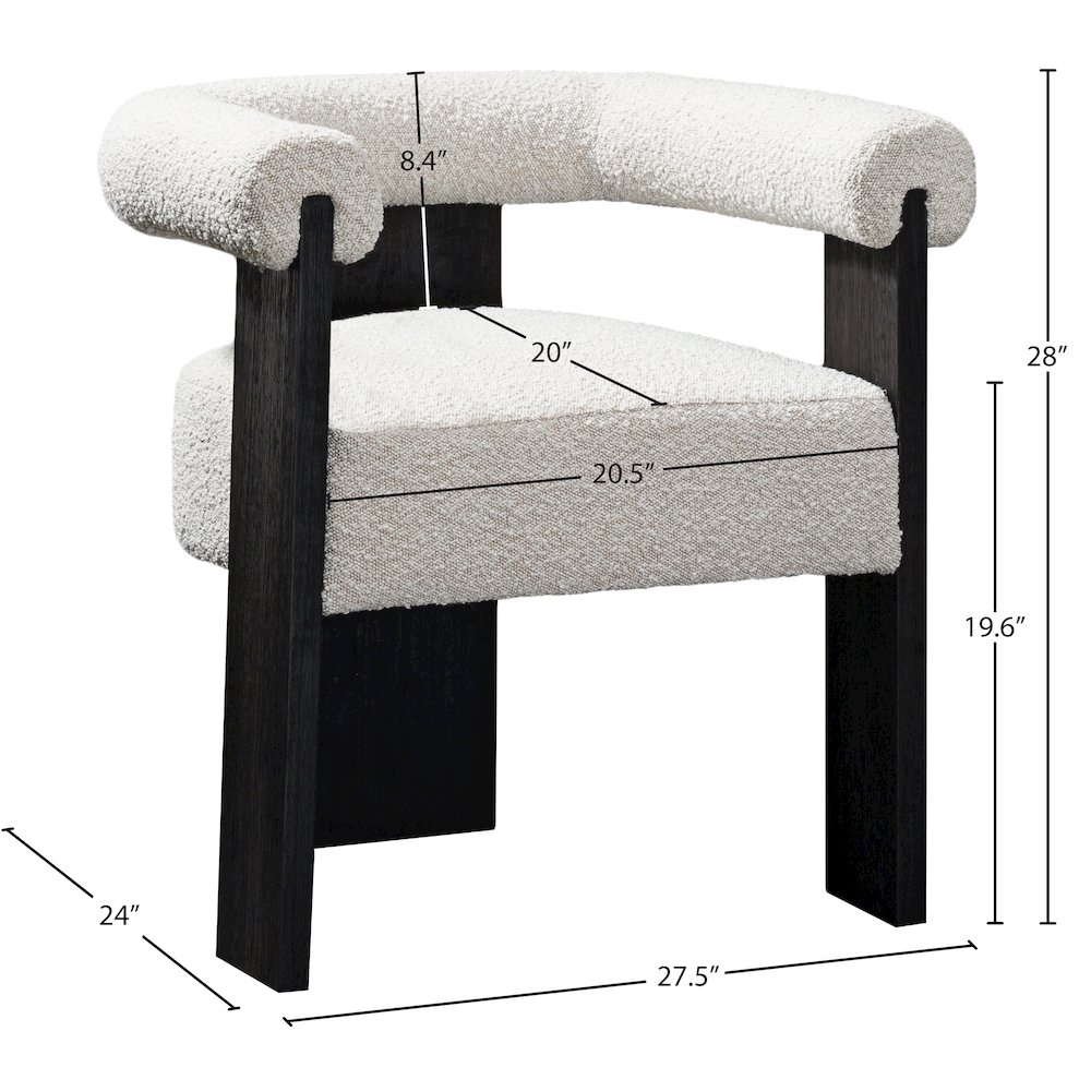 Barrel Cream Boucle Fabric Dining Chair. Picture 7