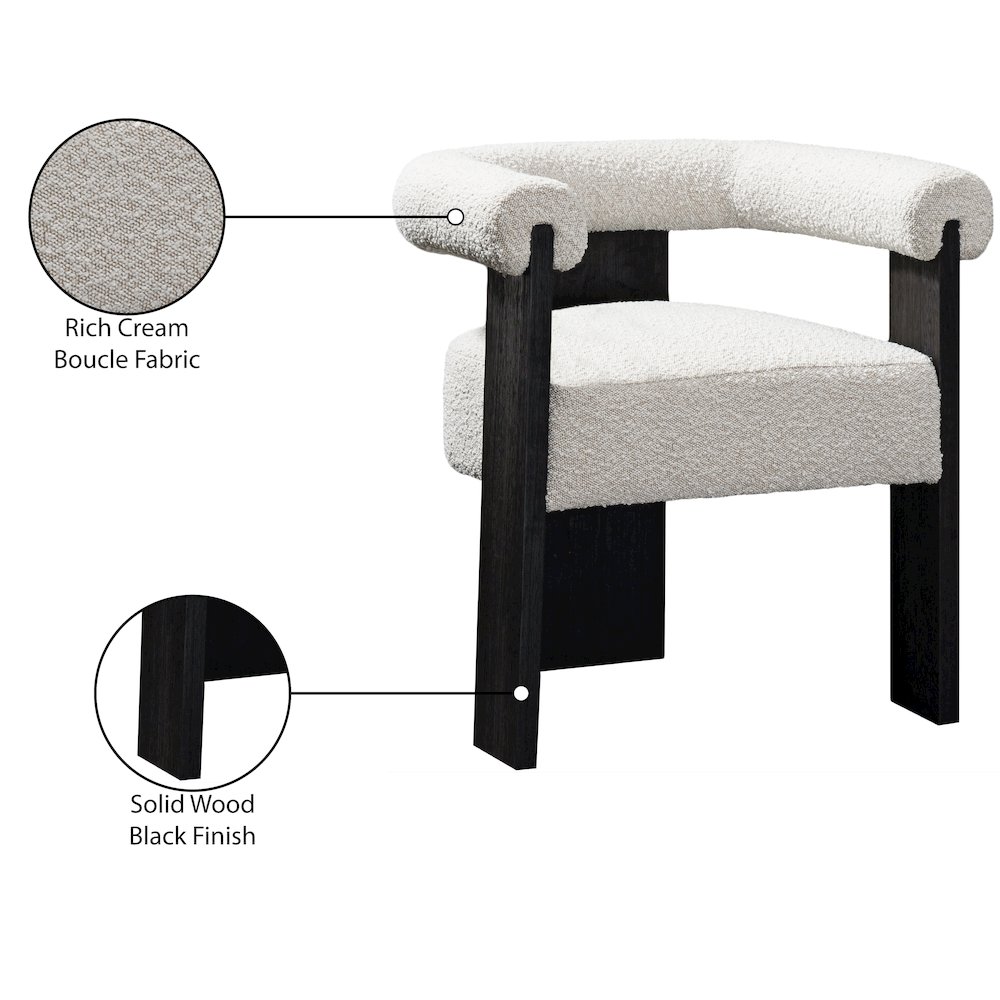 Barrel Cream Boucle Fabric Dining Chair. Picture 8