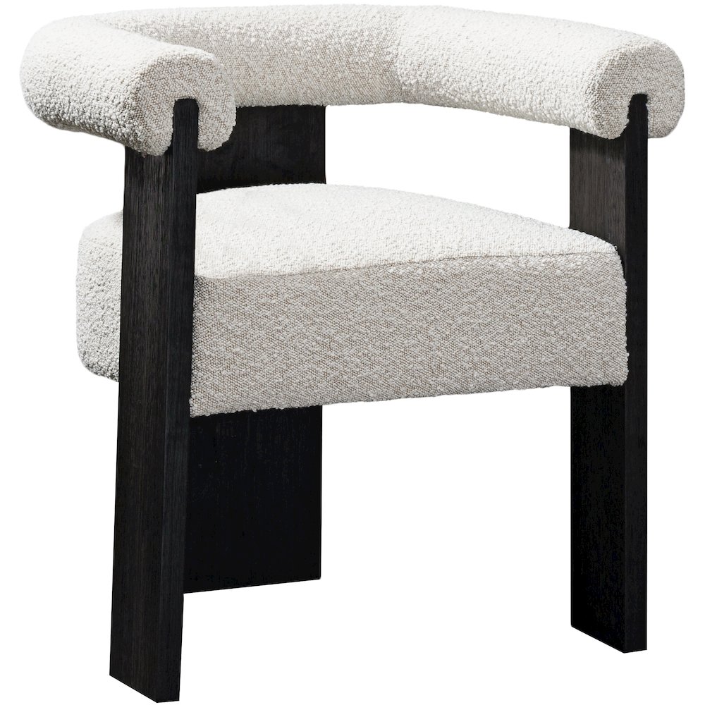 Barrel Cream Boucle Fabric Dining Chair. Picture 1