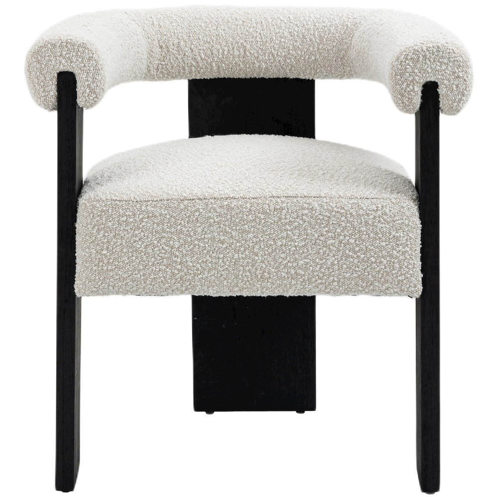 Barrel Cream Boucle Fabric Dining Chair. Picture 4