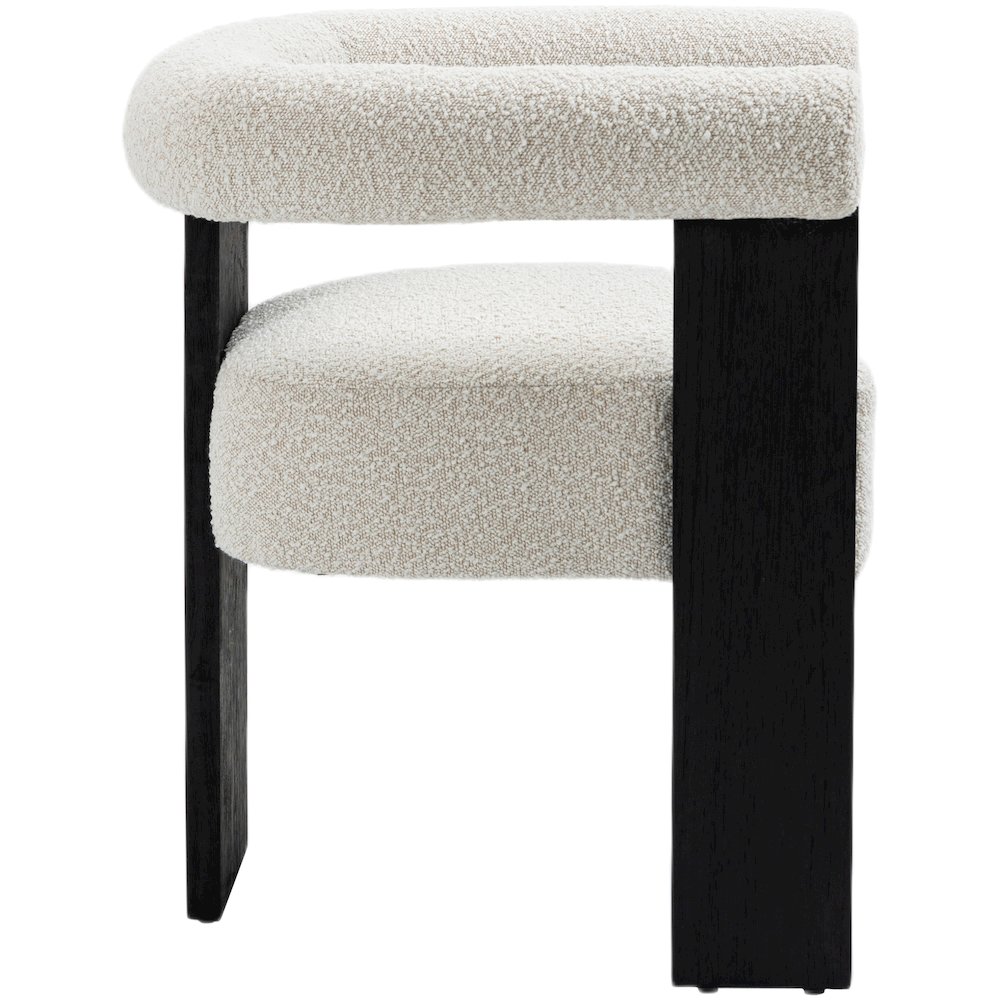 Barrel Cream Boucle Fabric Dining Chair. Picture 5