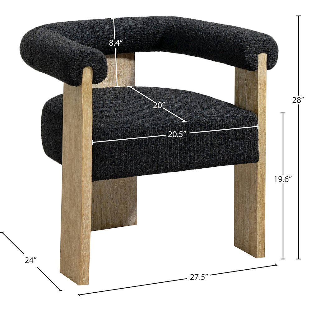 Barrel Black Boucle Fabric Dining Chair. Picture 7