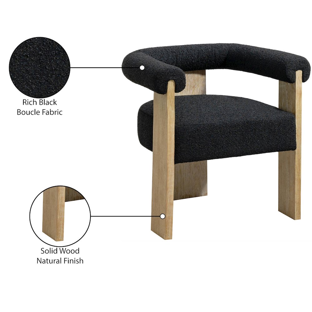 Barrel Black Boucle Fabric Dining Chair. Picture 8
