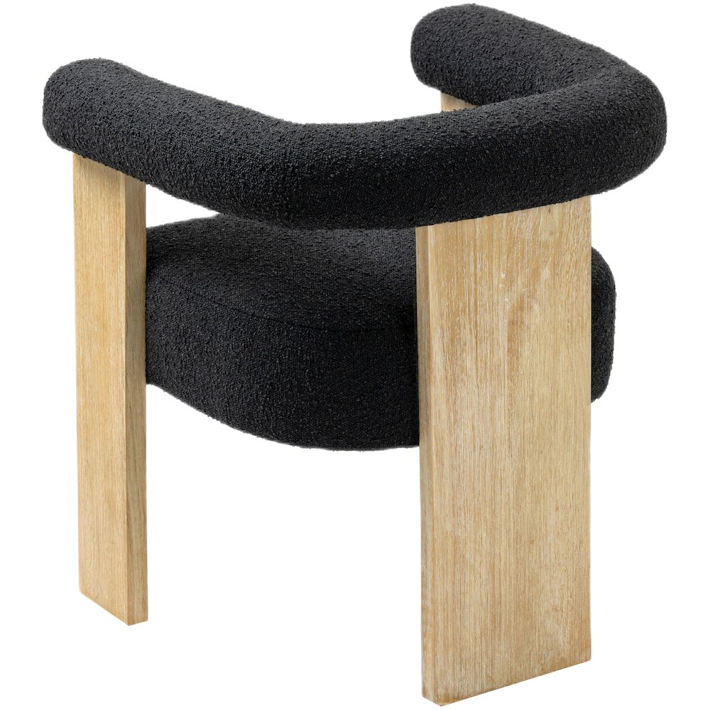 Barrel Black Boucle Fabric Dining Chair. Picture 3