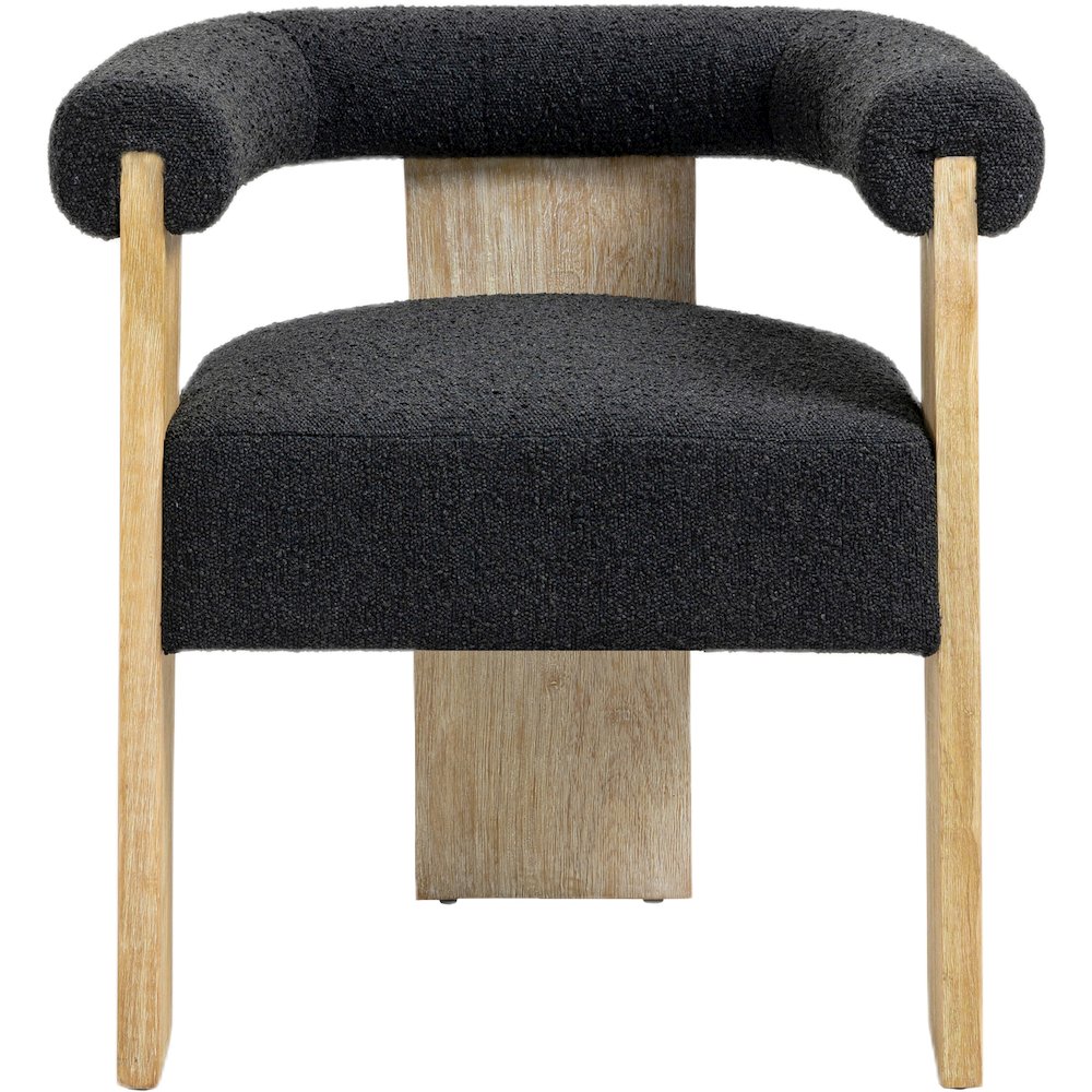 Barrel Black Boucle Fabric Dining Chair. Picture 4
