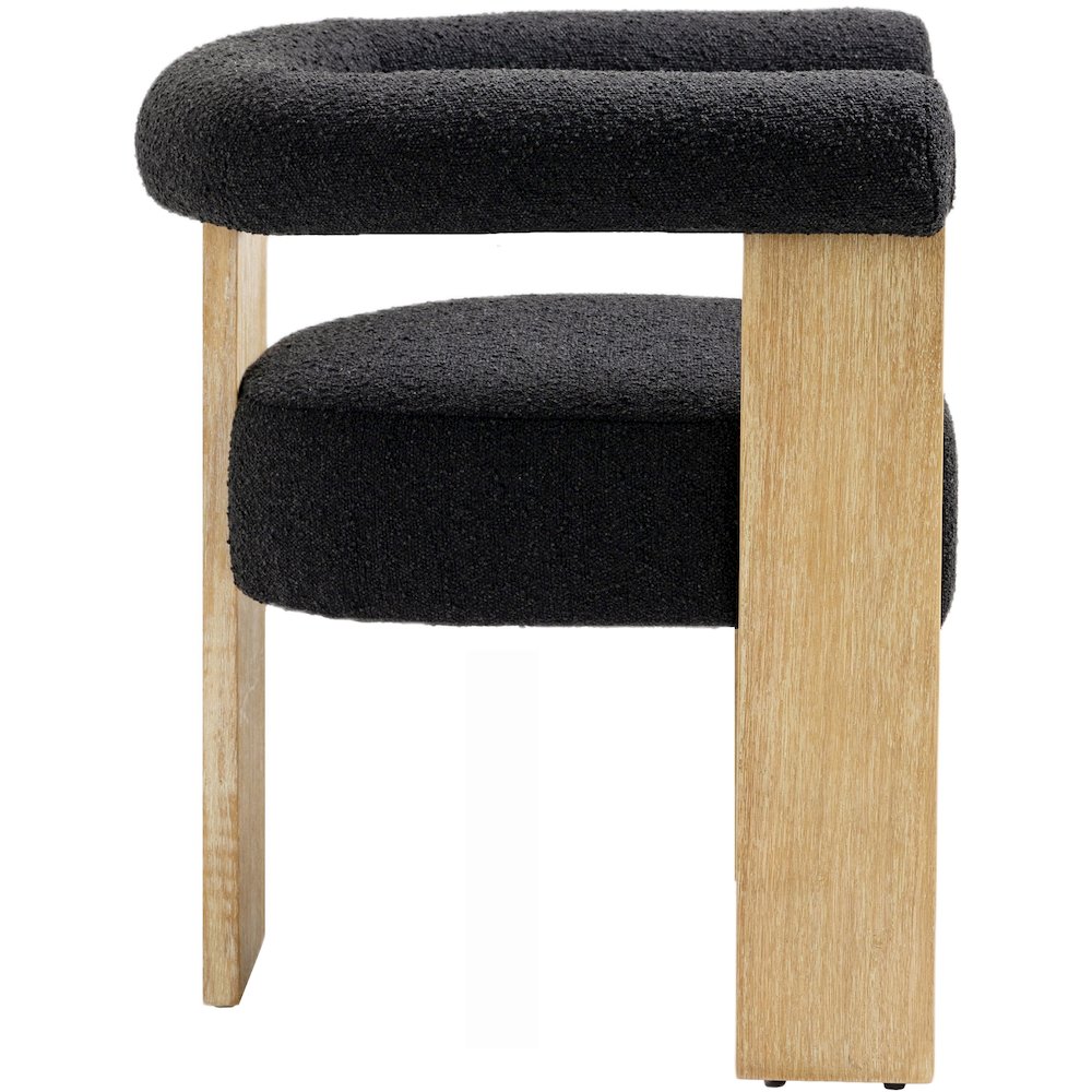 Barrel Black Boucle Fabric Dining Chair. Picture 5