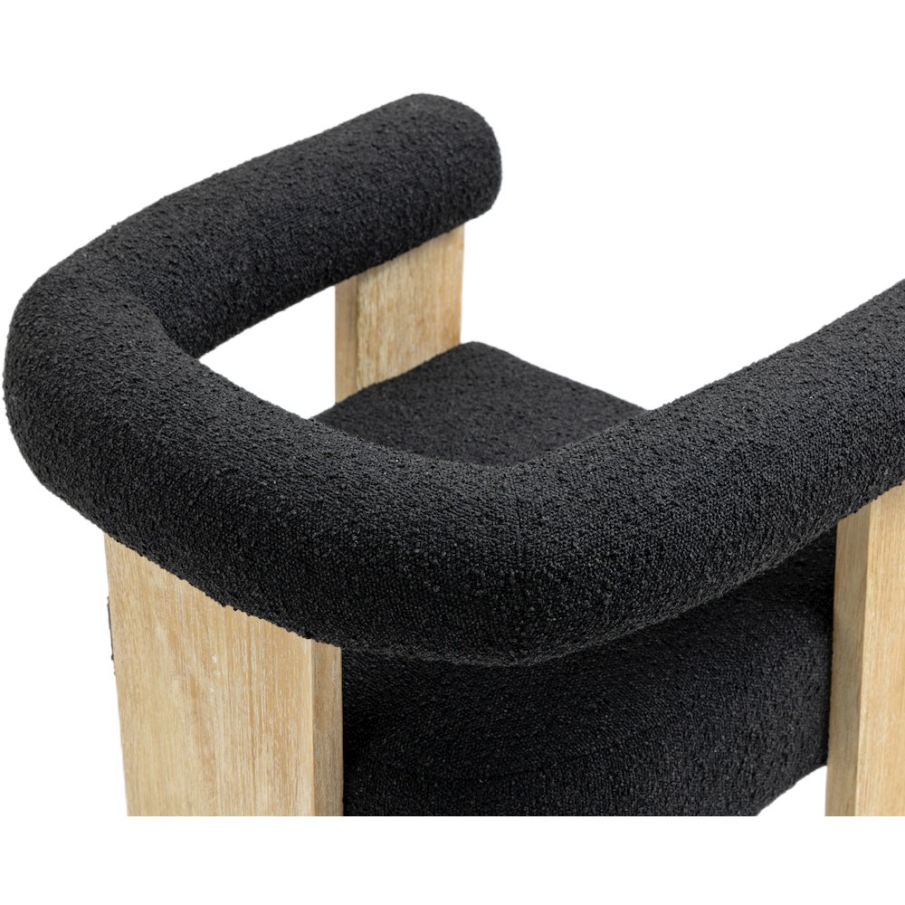 Barrel Black Boucle Fabric Dining Chair. Picture 6