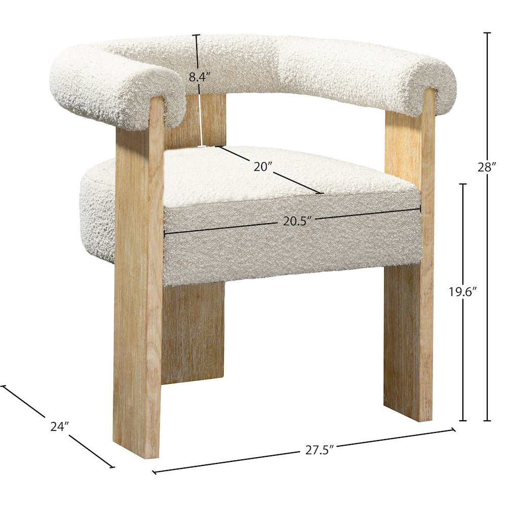 Barrel Cream Boucle Fabric Dining Chair. Picture 7