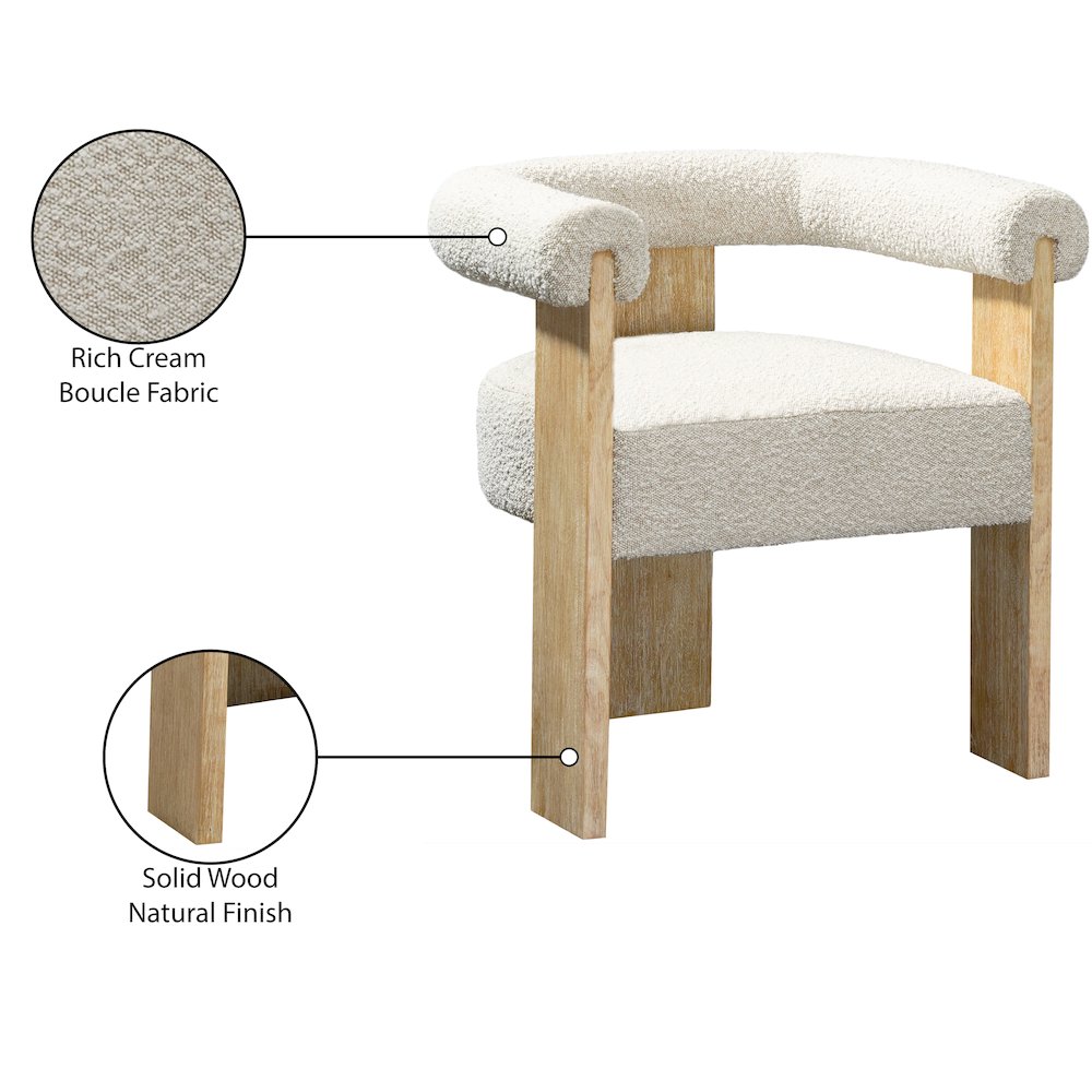 Barrel Cream Boucle Fabric Dining Chair. Picture 8