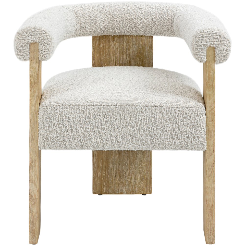Barrel Cream Boucle Fabric Dining Chair. Picture 4