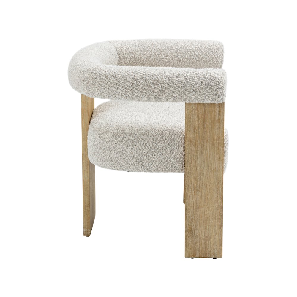 Barrel Cream Boucle Fabric Dining Chair. Picture 5