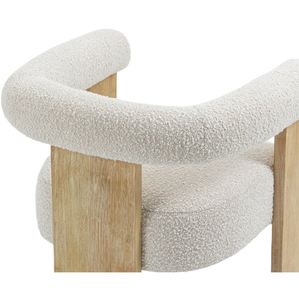 Barrel Cream Boucle Fabric Dining Chair. Picture 6