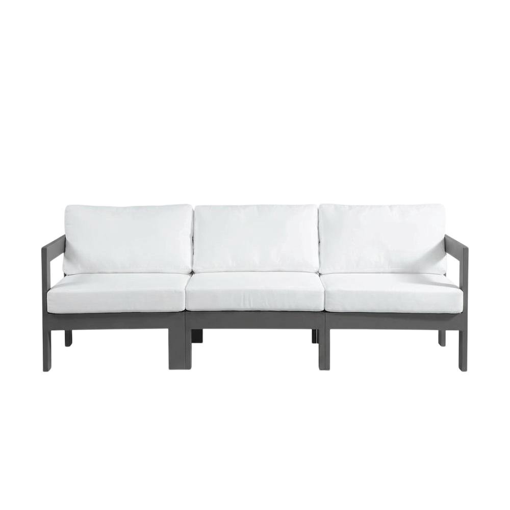 White Fabric Outdoor Modular Sofa With Contemporary Style And Cushioned Back. Picture 4