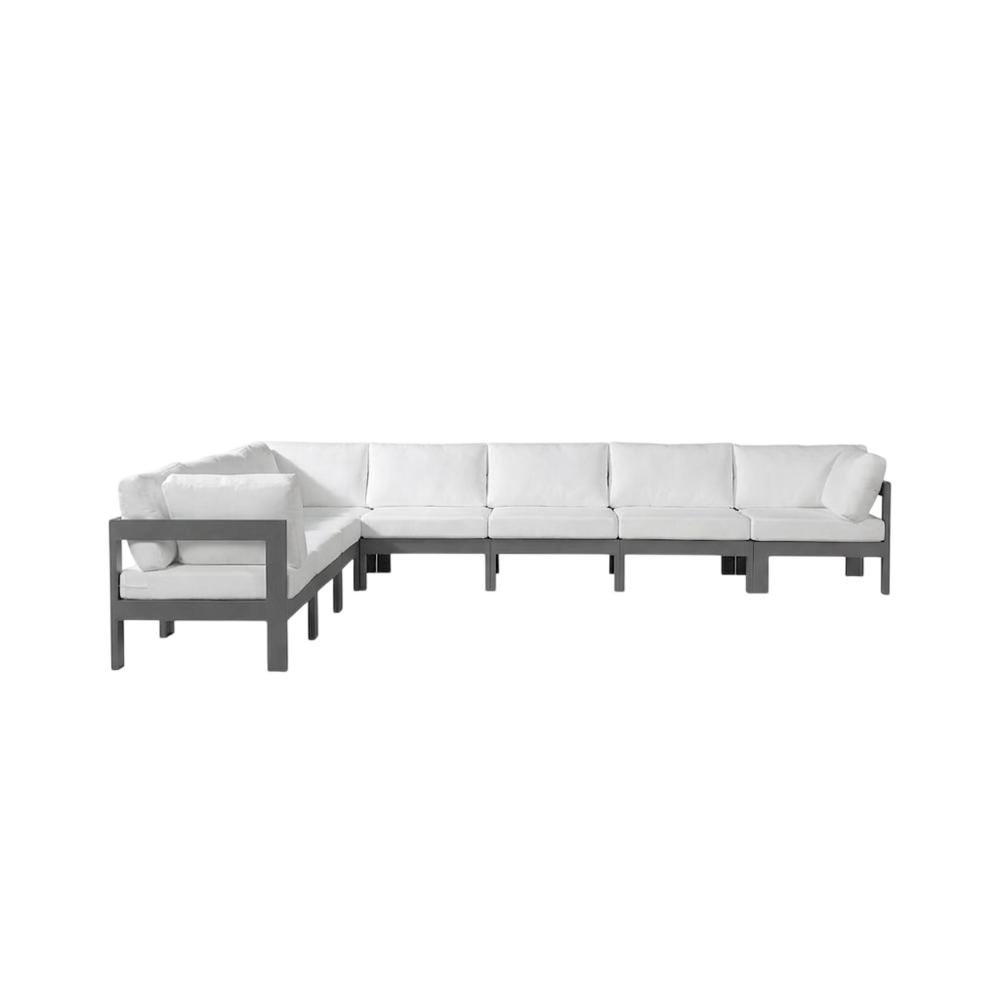 White Fabric Outdoor Patio Modular Sectional For Contemporary Lounge Comfort. Picture 4