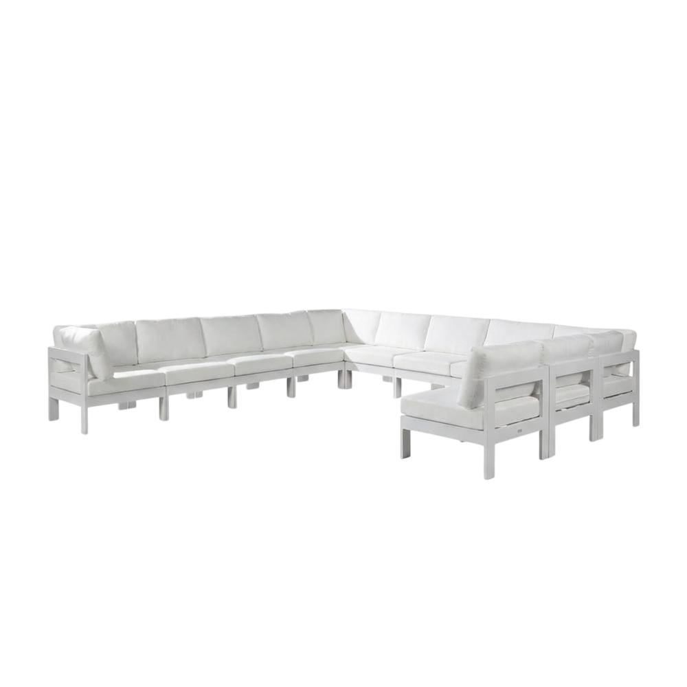 White Fabric Outdoor Patio Modular Sectional With Contemporary Style. Picture 1