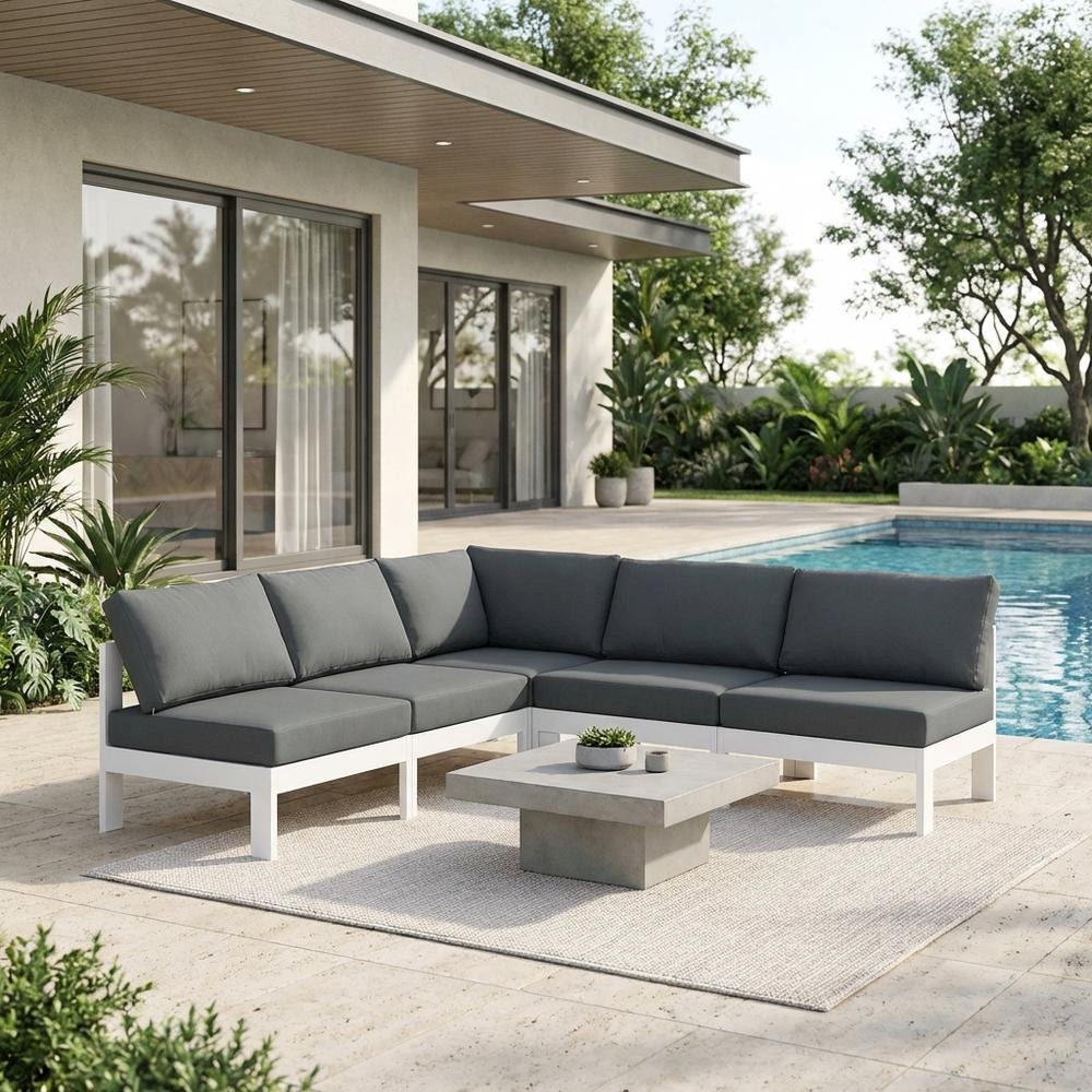 Gray Fabric Outdoor Patio Modular Sectional With Contemporary Style. Picture 3