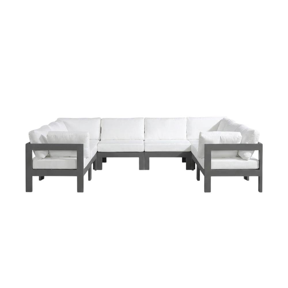 White Fabric Outdoor Patio Modular Sectional For Contemporary Garden Lounge. Picture 4
