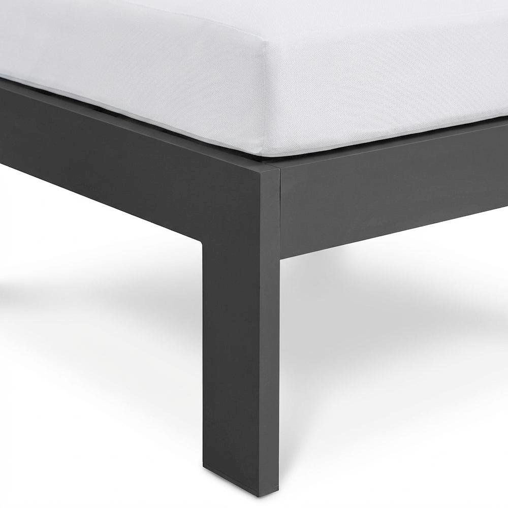 White Fabric Outdoor Patio Armless Chair, Aluminum Frame, Contemporary Style. Picture 6