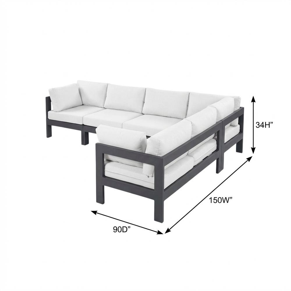White Fabric Outdoor Patio Modular Sectional With Contemporary Style. Picture 7