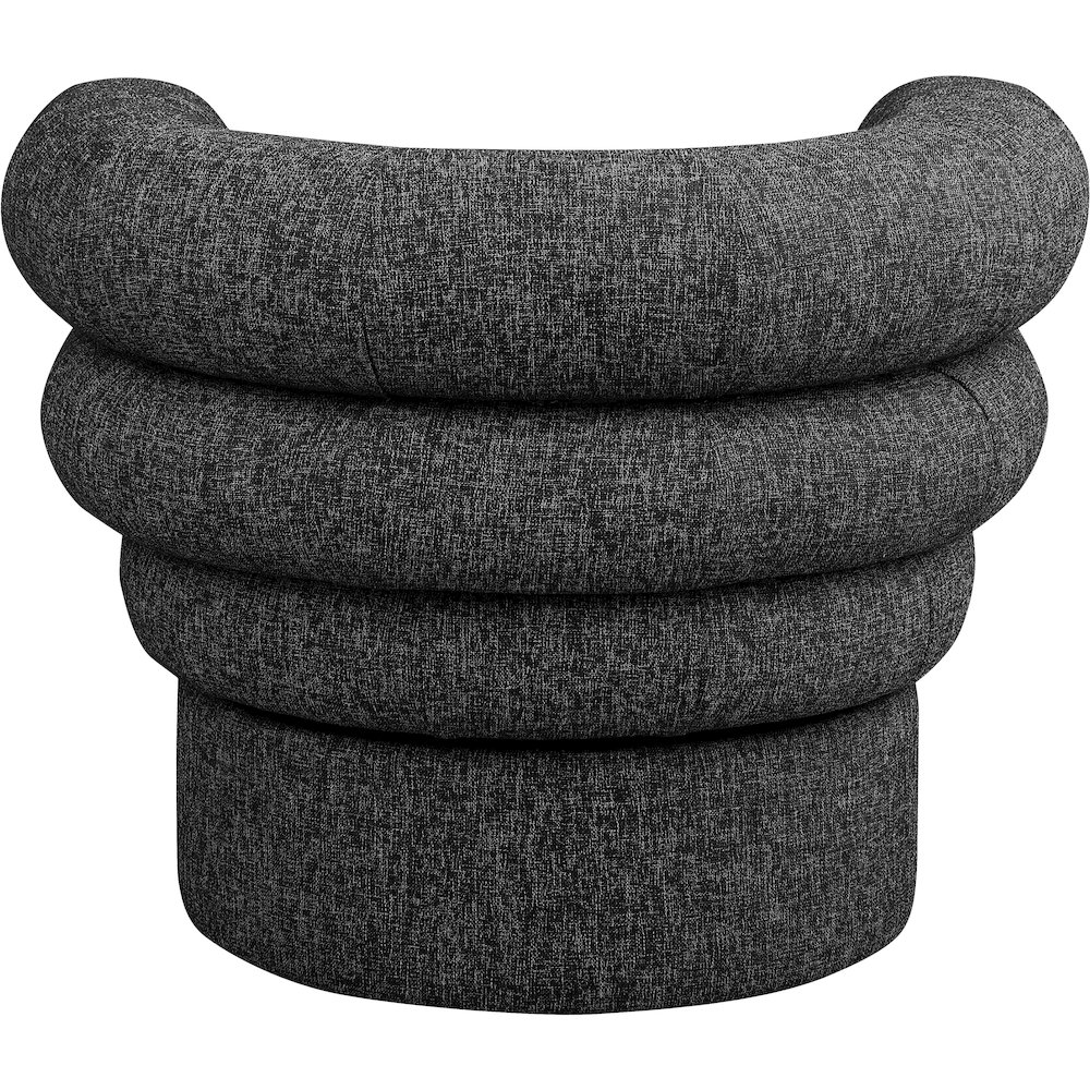 Valentina Black Linen Textured Fabric Accent Swivel Chair. Picture 2