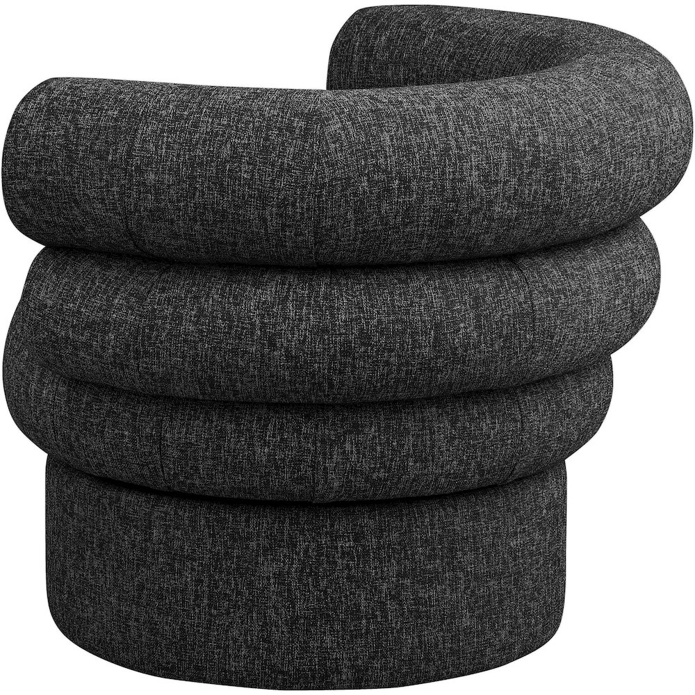 Valentina Black Linen Textured Fabric Accent Swivel Chair. Picture 5