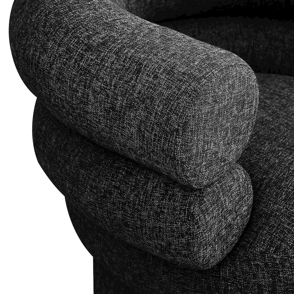 Valentina Black Linen Textured Fabric Accent Swivel Chair. Picture 6