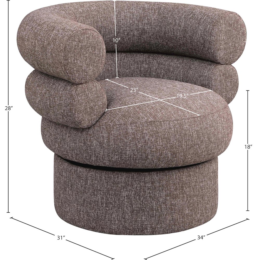 Valentina Brown Linen Textured Fabric Accent Swivel Chair. Picture 8