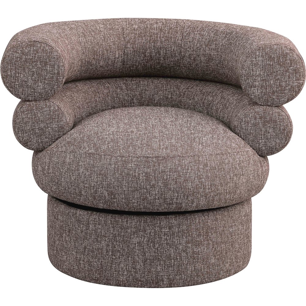 Valentina Brown Linen Textured Fabric Accent Swivel Chair. Picture 3