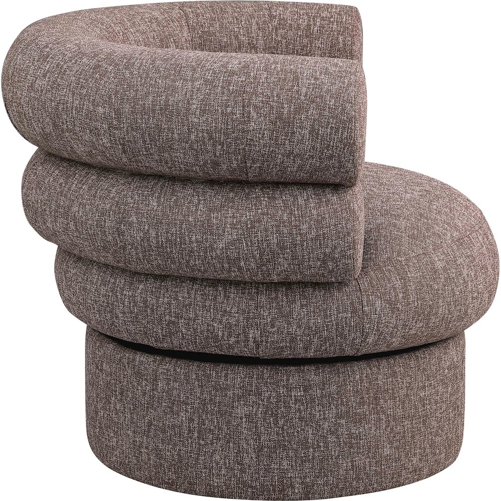 Valentina Brown Linen Textured Fabric Accent Swivel Chair. Picture 4