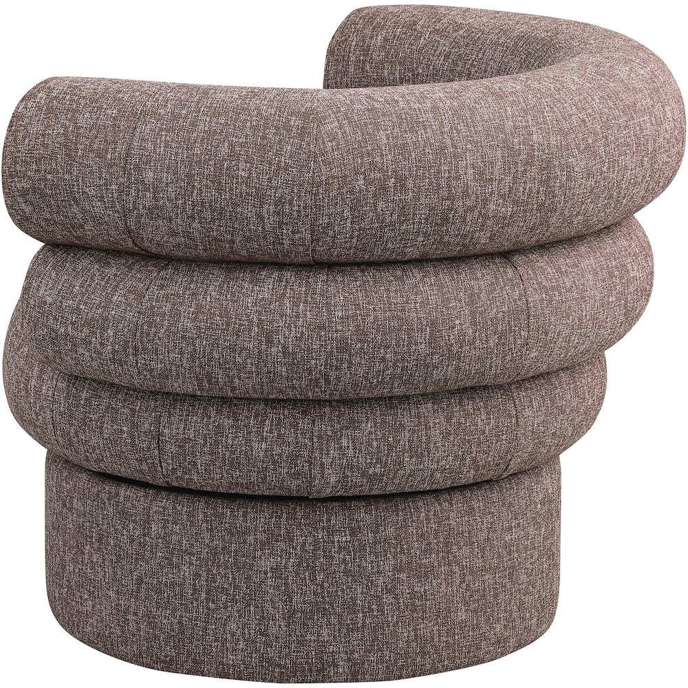Valentina Brown Linen Textured Fabric Accent Swivel Chair. Picture 5