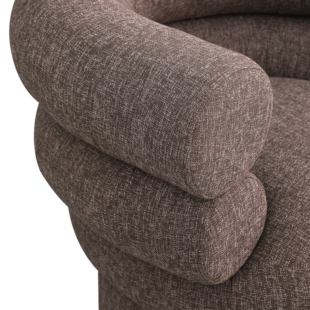 Valentina Brown Linen Textured Fabric Accent Swivel Chair. Picture 6