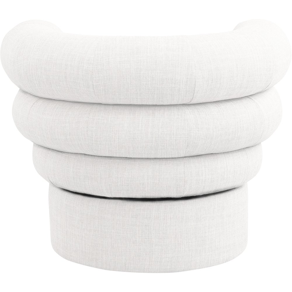 Valentina Cream Linen Textured Fabric Accent Swivel Chair. Picture 2