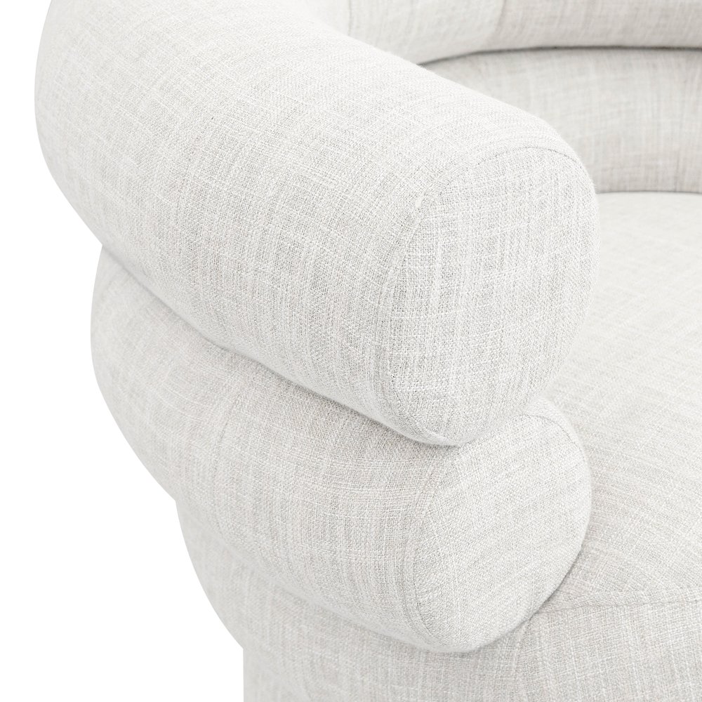 Valentina Cream Linen Textured Fabric Accent Swivel Chair. Picture 6