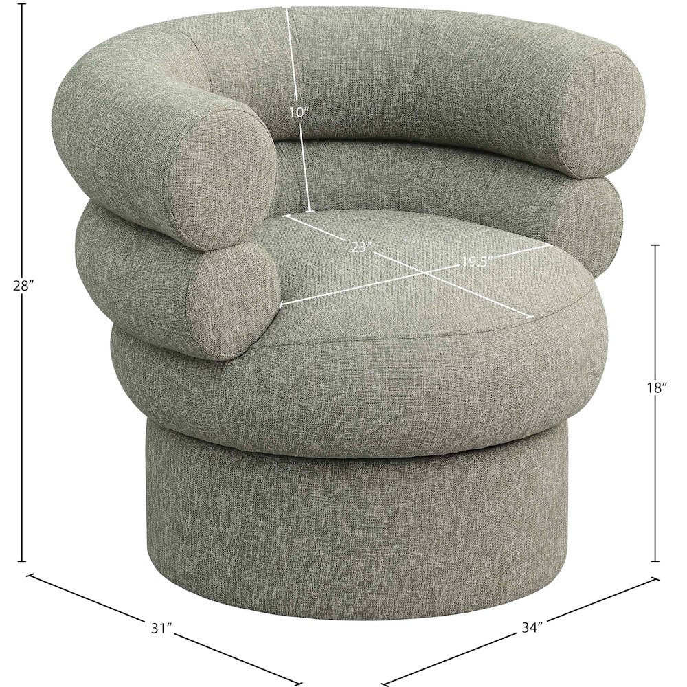 Valentina Green Linen Textured Fabric Accent Swivel Chair. Picture 8