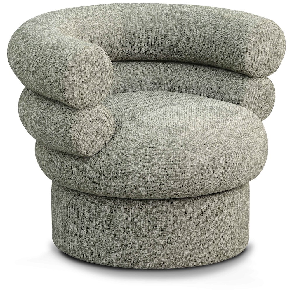 Valentina Green Linen Textured Fabric Accent Swivel Chair. Picture 1