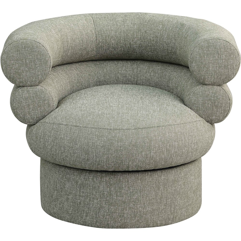 Valentina Green Linen Textured Fabric Accent Swivel Chair. Picture 3