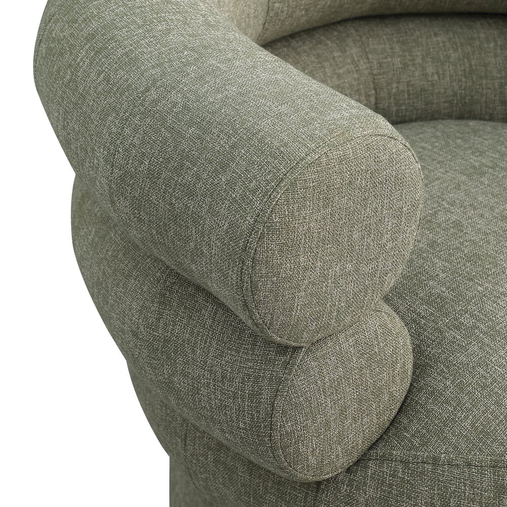 Valentina Green Linen Textured Fabric Accent Swivel Chair. Picture 6