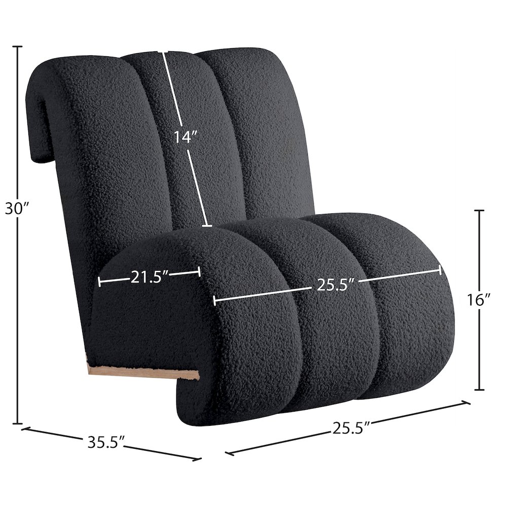 Swoon Black Faux Sheepskin Accent Chair. Picture 7